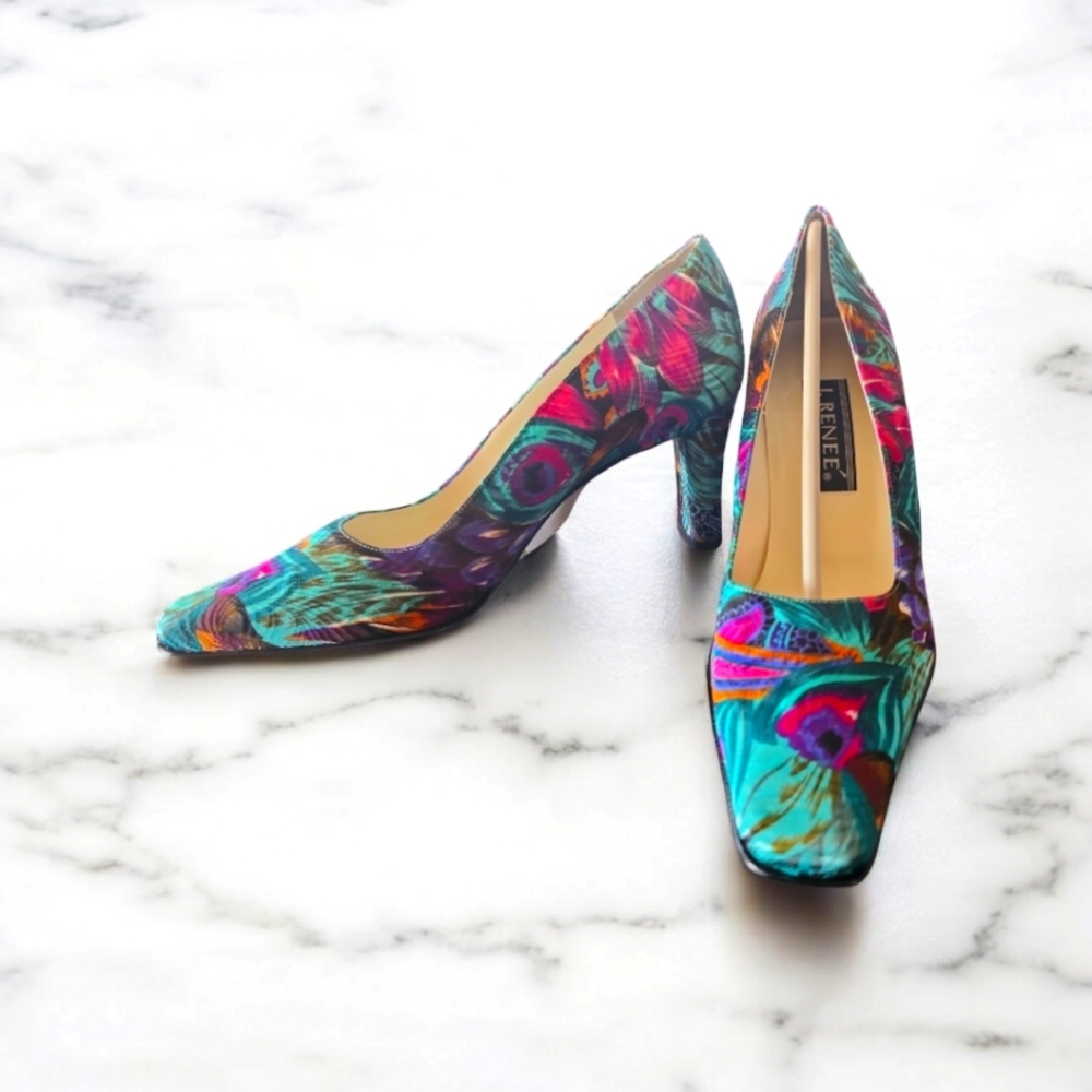 J. Renee EVE style pumps size 10 peacock multi